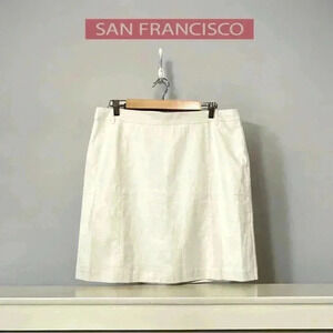 NWOT San Francisco, Elegant Linen Above-Knee Straight  Skirt, Size 13, Off-White